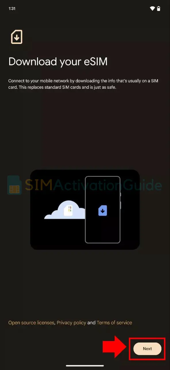 SIMBA (TPG) eSIM Activation on Google Phones
