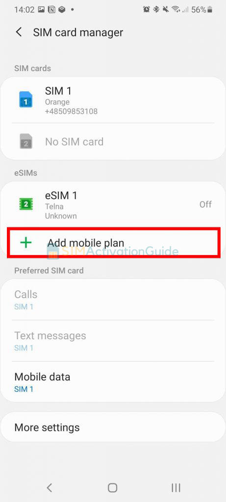 Add mobile plan