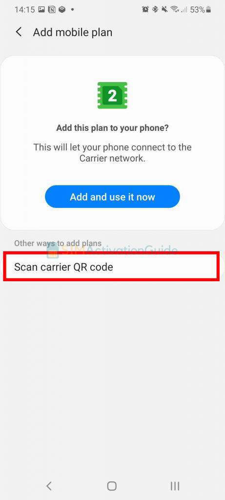 Scan Carrier QR code