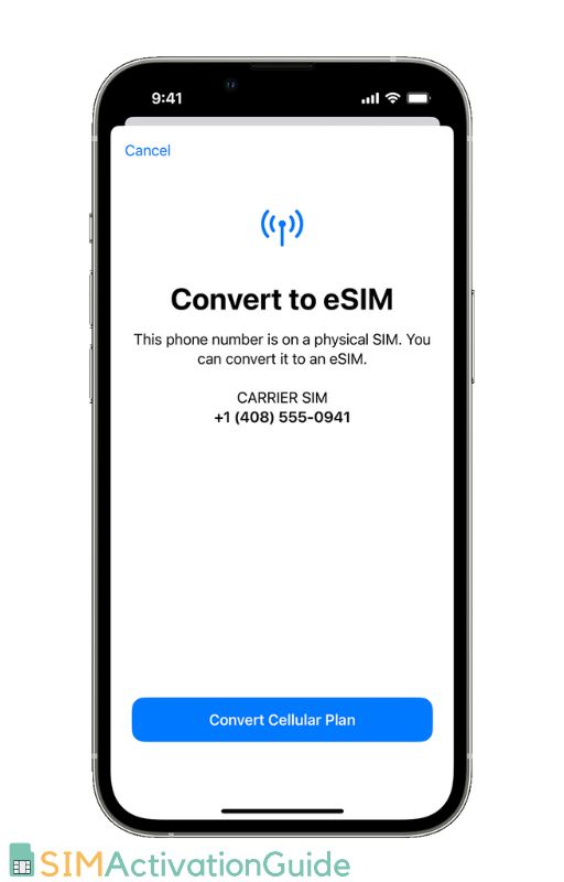 Converting a physical SIM to an eSIM on the same iPhone:
